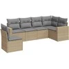 Sofa Sofos komplektas su pagalvėlėmis, 6 dalių, smėlio, poliratanas
