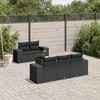 Sofa Sofos komplektas su pagalvėlėmis, 6 dalių, juodas, poliratanas