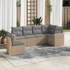 Sofa Sofos komplektas su pagalvėlėmis, 6 dalių, smėlio, poliratanas
