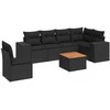 Sofa Sofos komplektas su pagalvėlėmis, 7 dalių, juodas, poliratanas