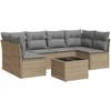 Sofa Sofos komplektas su pagalvėlėmis, 7 dalių, smėlio, poliratanas