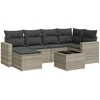 Sofa Sofos komplektas su pagalvėlėmis, 7 dalių, pilkas, poliratanas