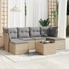 Sofa Sofos komplektas su pagalvėlėmis, 7 dalių, smėlio, poliratanas