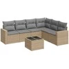 Sofa Sofos komplektas su pagalvėlėmis, 7 dalių, smėlio, poliratanas