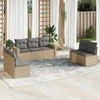 Sofa Sofos komplektas su pagalvėlėmis, 7 dalių, smėlio, poliratanas