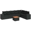 Sofa Sofos komplektas su pagalvėlėmis, 8 dalių, juodas, poliratanas