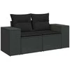Sofa Sofos komplektas su pagalvėlėmis, 8 dalių, juodas, poliratanas