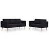 Sofa Sofų komplektas, 2d., juodas, audinys