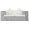 Sofa Sofų komplektas su pagalvėlėmis, 2 d., pilk. sp., nat. ratanas
