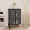 Šoninė spintelė, antracito, 75x35x105cm, plienas ir stiklas