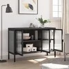 Šoninė spintelė, juoda, 105x35x70cm, stiklas ir plienas