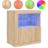 Šoninė spintelė su LED lemputėmis, ąžuolo spalvos, 60,5x37x67cm