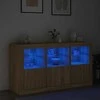 Šoninė spintelė su LED lemputėmis, ąžuolo, 123x37x67cm
