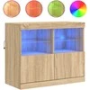 Šoninė spintelė su LED lemputėmis, ąžuolo spalvos, 81x37x67cm