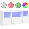 Šoninė spintelė su LED lemputėmis, balta, 142,5x37x67cm