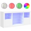 Šoninė spintelė su LED lemputėmis, balta, 142,5x37x67cm