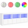 Šoninė spintelė su LED lemputėmis, balta, 181,5x37x67cm