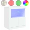 Šoninė spintelė su LED lemputėmis, baltos spalvos, 60,5x37x67cm