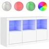 Šoninė spintelė su LED lemputėmis, baltos spalvos, 123x37x67cm