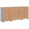 Šoninė spintelė su LED lemputėmis, betono pilka, 142,5x37x67cm