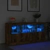 Šoninė spintelė su LED lemputėmis, dūminė, 142,5x37x67cm