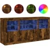 Šoninė spintelė su LED lemputėmis, dūminė, 142,5x37x67cm