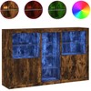 Šoninė spintelė su LED lemputėmis, dūminio ąžuolo, 162x37x100cm