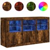 Šoninė spintelė su LED lemputėmis, dūminio ąžuolo, 123x37x67cm