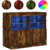 Šoninė spintelė su LED lemputėmis, dūminio ąžuolo, 81x37x67cm