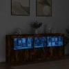 Šoninė spintelė su LED lemputėmis, dūminio ąžuolo, 162x37x67cm