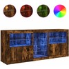 Šoninė spintelė su LED lemputėmis, dūminio ąžuolo, 162x37x67cm
