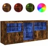 Šoninė spintelė su LED lemputėmis, dūminio ąžuolo, 162x37x67cm