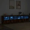 Šoninė spintelė su LED lemputėmis, dūminio ąžuolo, 283x37x67cm