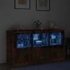 Šoninė spintelė su LED lemputėmis, dūminio ąžuolo, 123x37x67cm