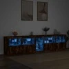 Šoninė spintelė su LED lemputėmis, dūminio ąžuolo, 283x37x67cm