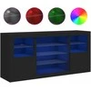 Šoninė spintelė su LED lemputėmis, juoda, 142,5x37x67cm