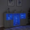 Šoninė spintelė su LED lemputėmis, pilka ąžuolo, 181,5x37x100cm
