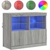 Šoninė spintelė su LED lemputėmis, pilka ąžuolo, 81x37x67cm