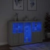Šoninė spintelė su LED lemputėmis, pilka ąžuolo, 162x37x100cm