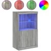 Šoninė spintelė su LED lemputėmis, pilka ąžuolo, 60,5x37x100cm