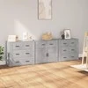 Šoninės spintelės, 3vnt., betono pilkos, apdirbta mediena