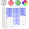 Šoninės spintelės su LED, 3vnt., baltos, apdirbta mediena