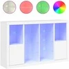 Šoninės spintelės su LED, 3vnt., baltos, apdirbta mediena