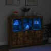Šoninės spintelės su LED, 3vnt., dūminio ąžuolo, mediena