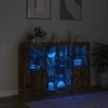 Šoninės spintelės su LED, 3vnt., dūminio ąžuolo, mediena