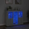 Šoninės spintelės su LED, 3vnt., pilkos ąžuolo, mediena