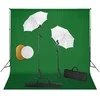 Studijos komplektas su šviestuvais/skėčiais/fonu/reflektoriumi
