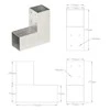 Stulpų sujungimai, 4vnt., 71x71mm, metalas, L formos