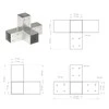 Stulpų sujungimai, 4vnt., 71x71mm, metalas, X formos