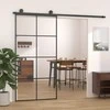 Stumdomos durys, juodos, 102,5x205cm, ESG stiklas ir aliuminis